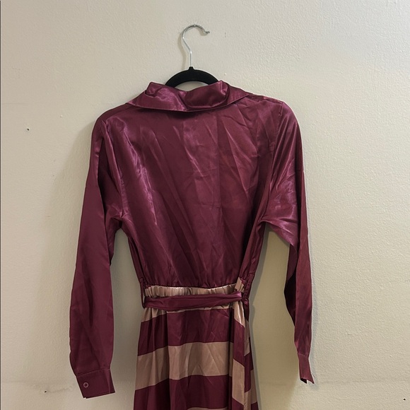 Striped Burgundy and Beige Maxi Dress* - Picture 7 of 8